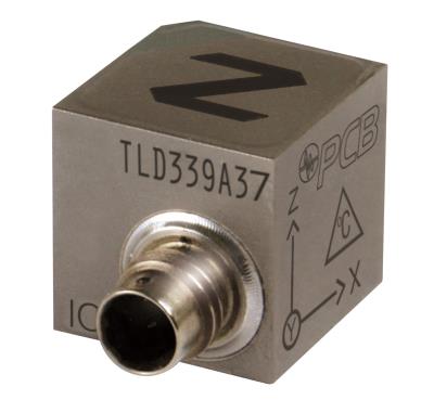 uht-12™ shear triaxial icp® accelerometer, 100 mv/g, 0.3 to 4k hz, titanium housing, 1/4-28 4-pin, 5-40 stud mount, low temperature coefficient ltc, +356f temp rating, teds 1.0